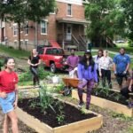 people in a community garden showing Online Gardening Communities