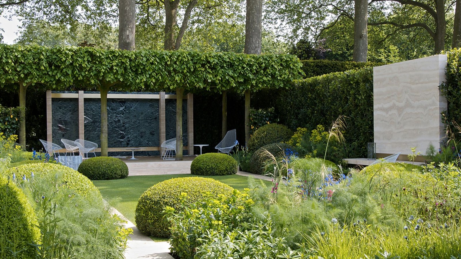 a garden with plants showing a Low-Maintenance Garden